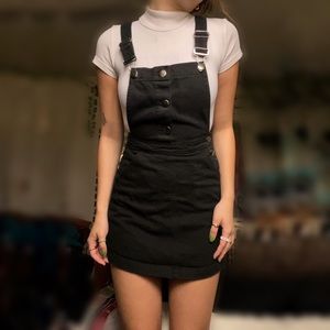 black denim overall dress